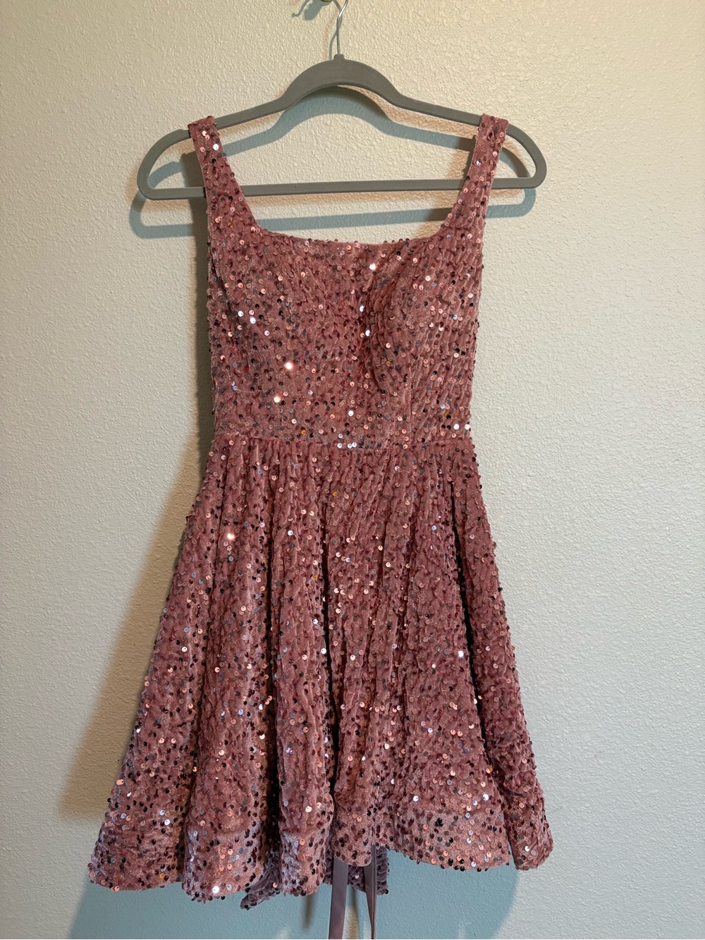 Sparkling Dusty Rose Sequin Mini Dress